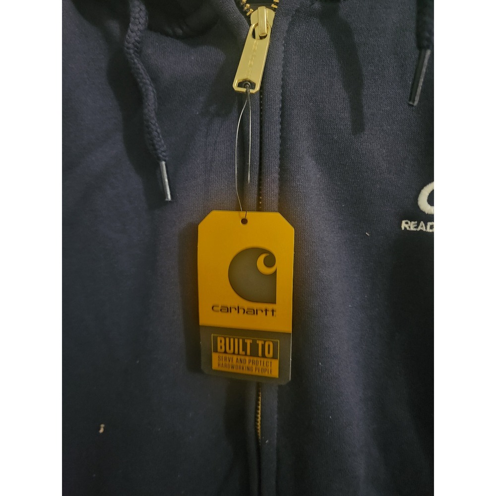 Carhartt Mens XL Loose Fit Midweight Full-Zip Hoodie Navy Cintas Logo NWT - Picture 4 of 7